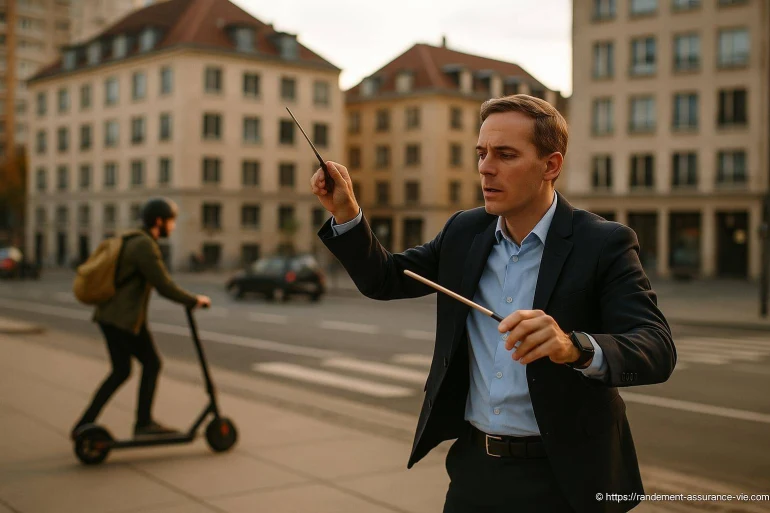 Homme dirige orchestre en plein air