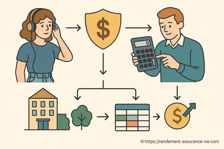 Illustration processus assurance vie et investissement